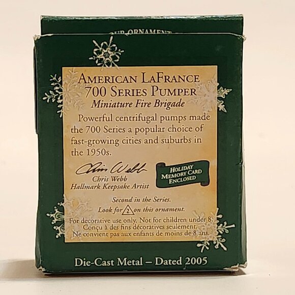 2005 Hallmark Keepsake American LaFrance 700 Series Pumper Miniature Fire - Picture 8 of 10